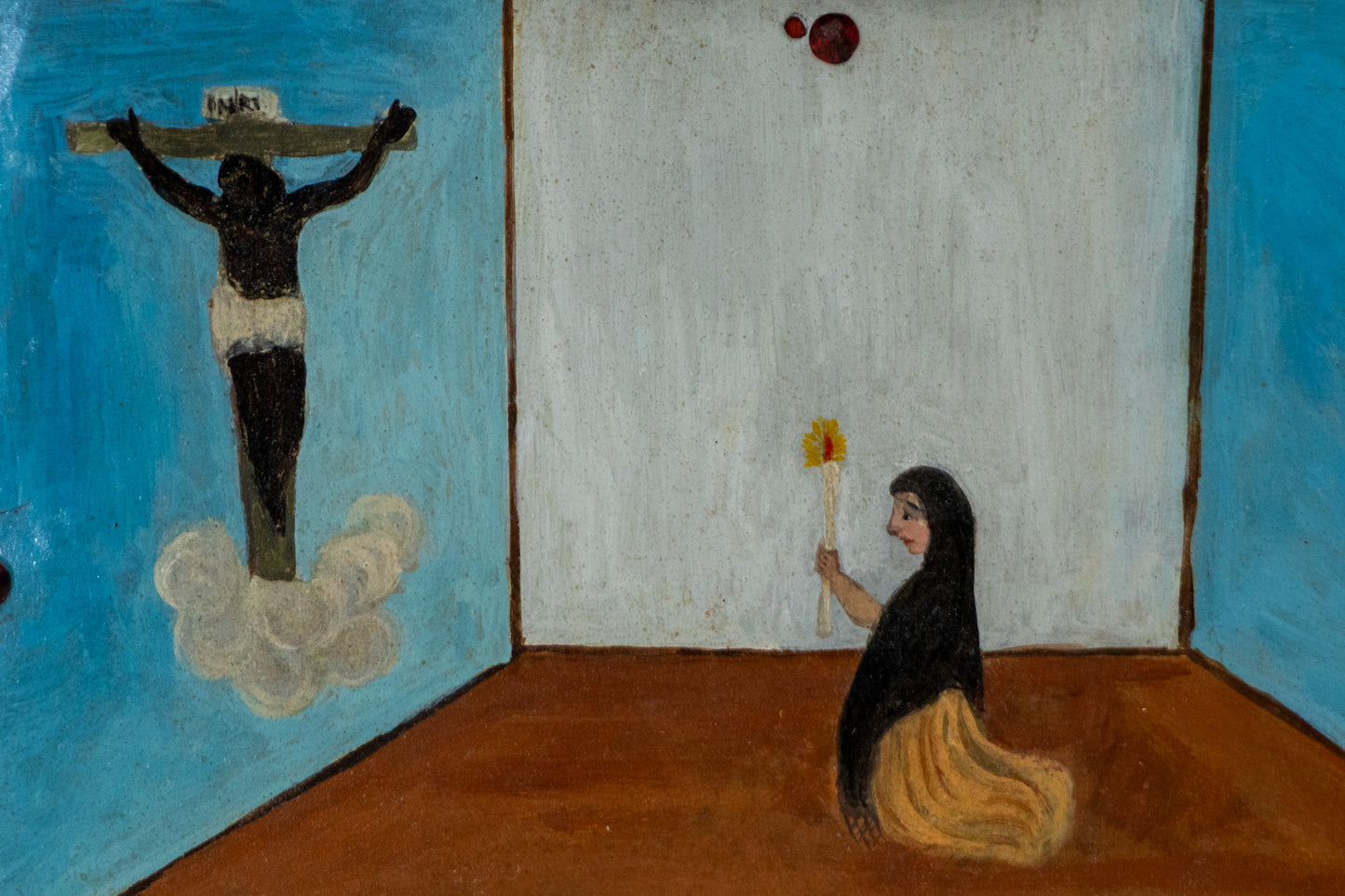 Ex-Voto; Giving Thanks for Surviving Terrible Fevers, Retablo, circa 1878