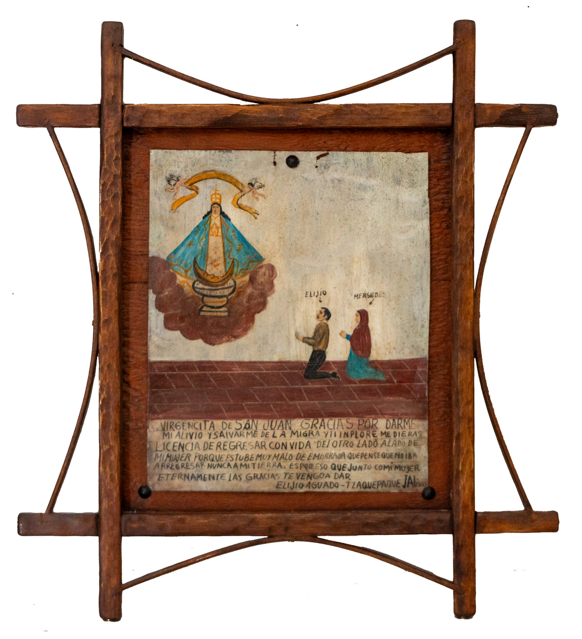 Ex-Voto; Giving Thanks to the Virgin Mary for Granting My Safe Return Home, Retablo, circa 1920