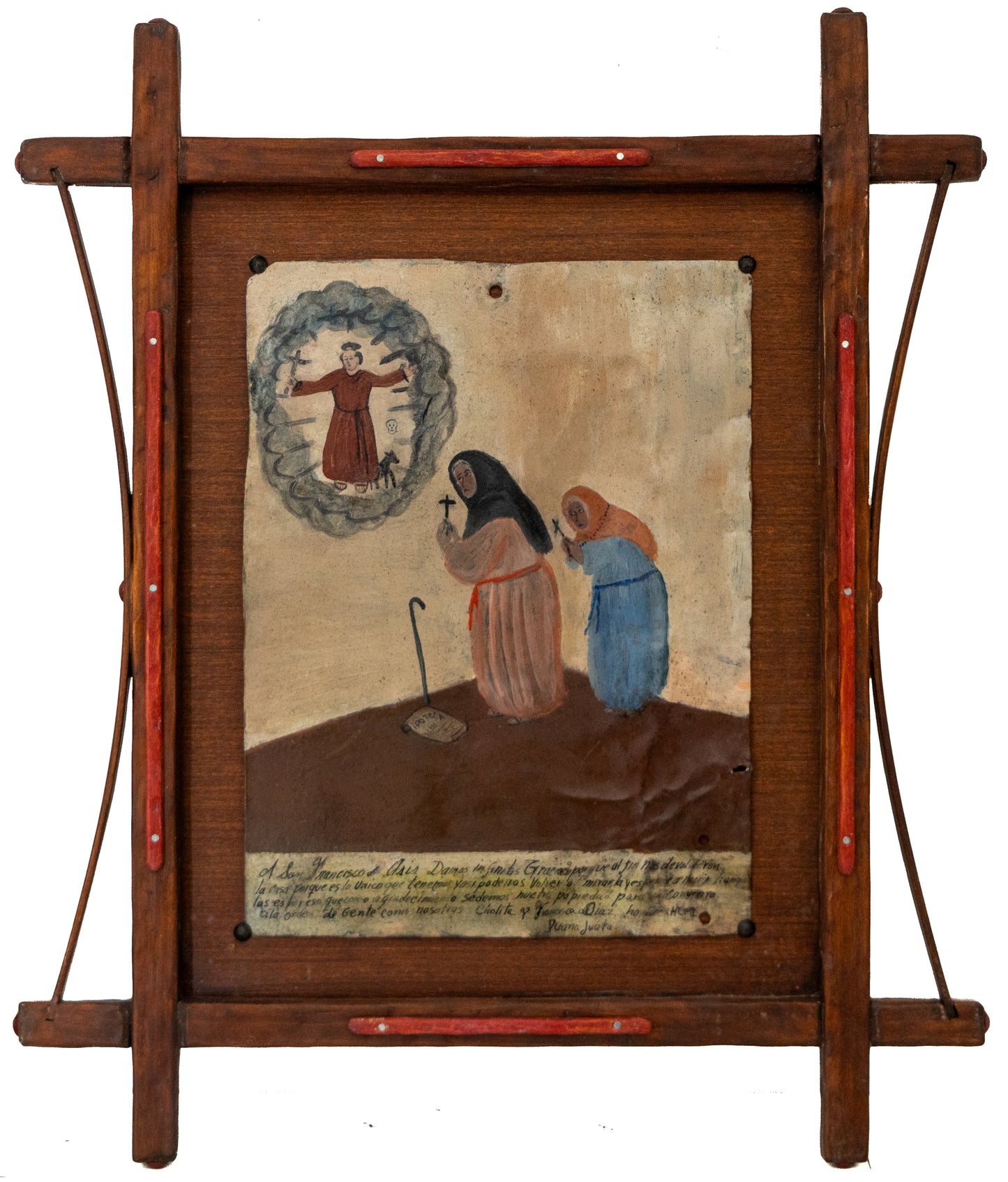 Ex-Voto; Giving Thanks to St. Francis of Assisi for Returning Our Home, Retablo, dated 1955