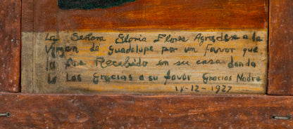 Ex-Voto; Giving Thanks to Our Lady of Guadalupe, Retablo, dated 1927