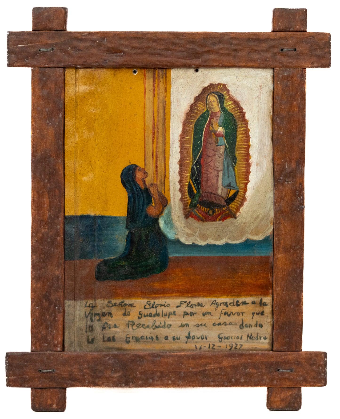 Ex-Voto; Giving Thanks to Our Lady of Guadalupe, Retablo, dated 1927