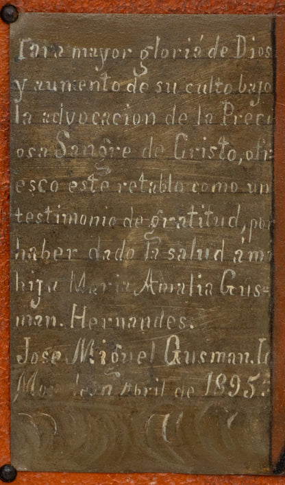 Ex-Voto: Giving Thanks for the Recovery of a Daughter, Retablo, dated 1895