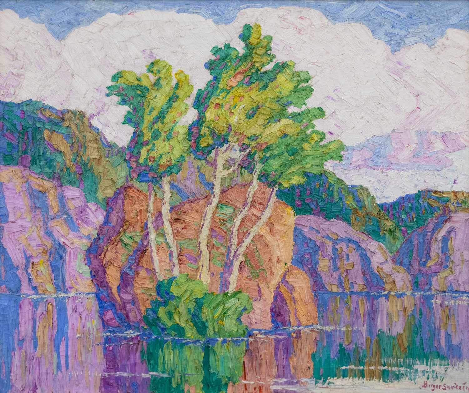 Birger Sandzen (1871-1954) artwork for sale. Rocks and Aspens, Rocky Mountain National Park, Colorado, Painting, dated 1931