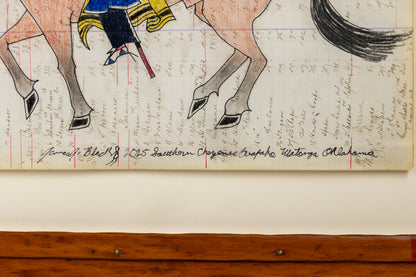 Warrior on Horseback, Ledger Art, dated 2025