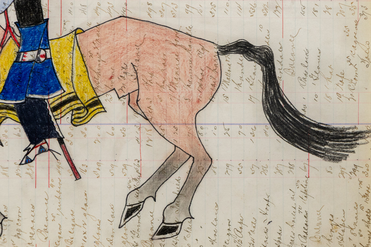 Warrior on Horseback, Ledger Art, dated 2025