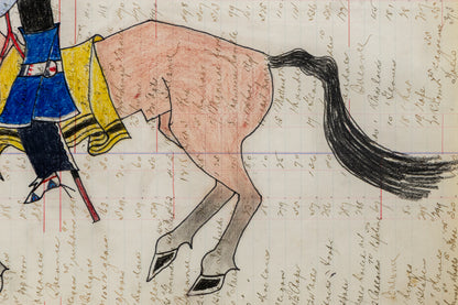 Warrior on Horseback, Ledger Art, dated 2025