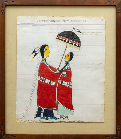 Couple Embracing, Ledger Art, dated 2024
