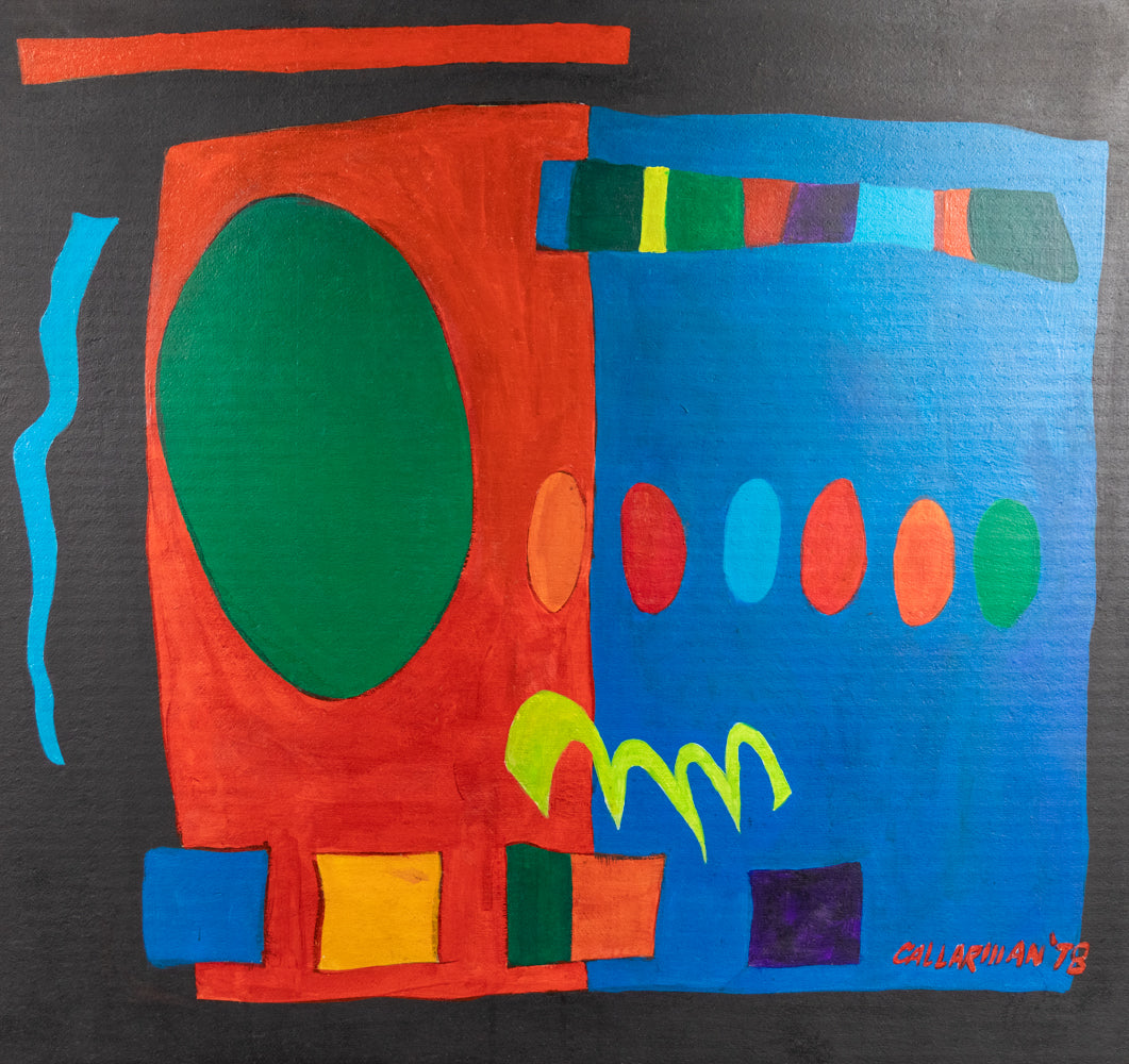 Don Callarman, Untitled (Abstract in Primary Colors), dated 1978, acrylic on canvas board Painting