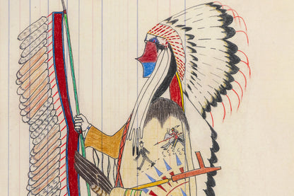 Untitled (Cheyenne Chief), Ledger Art Drawing