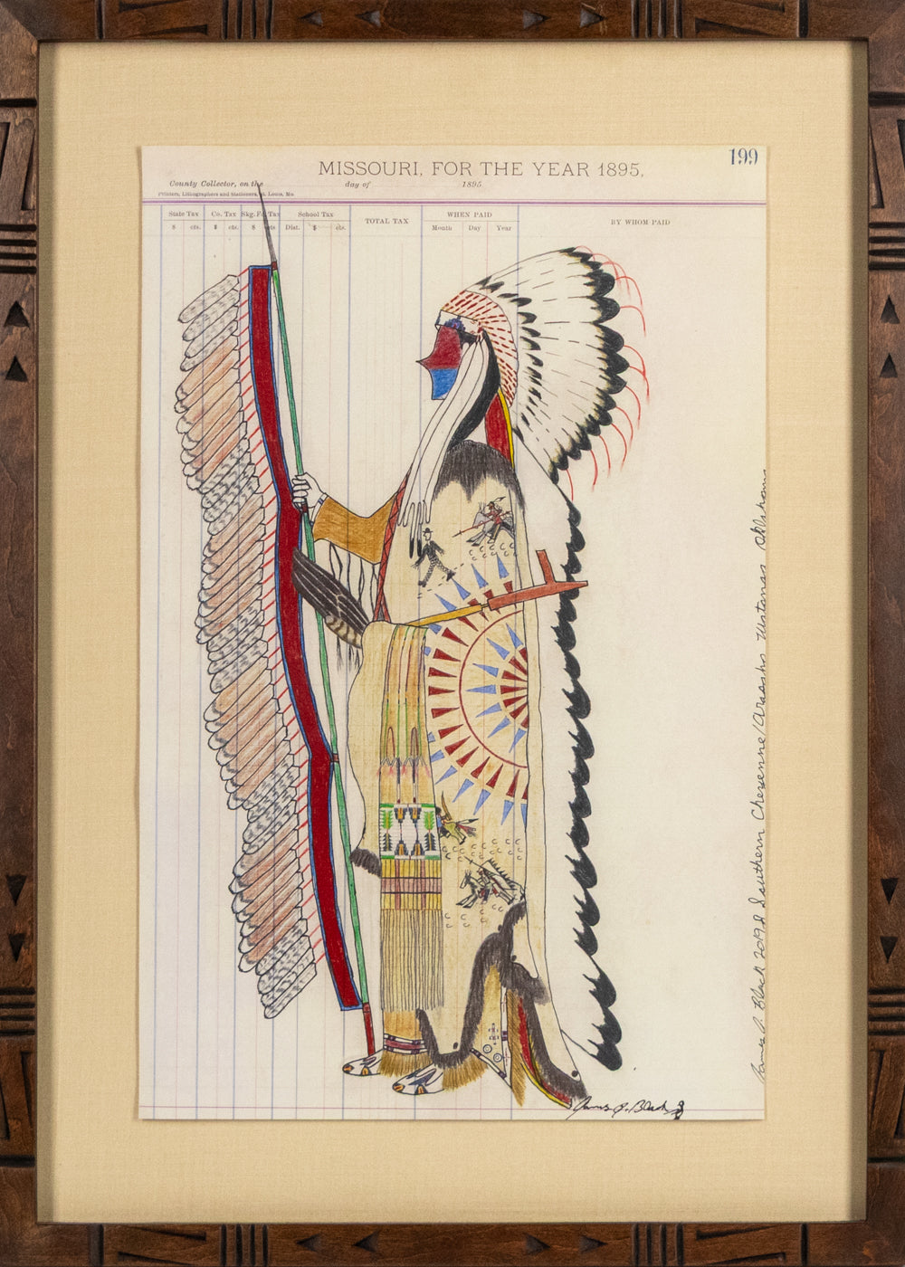 Untitled (Cheyenne Chief), Ledger Art Drawing