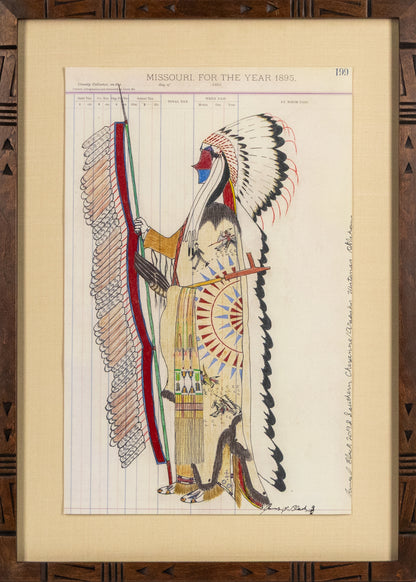 Untitled (Cheyenne Chief), Ledger Art Drawing