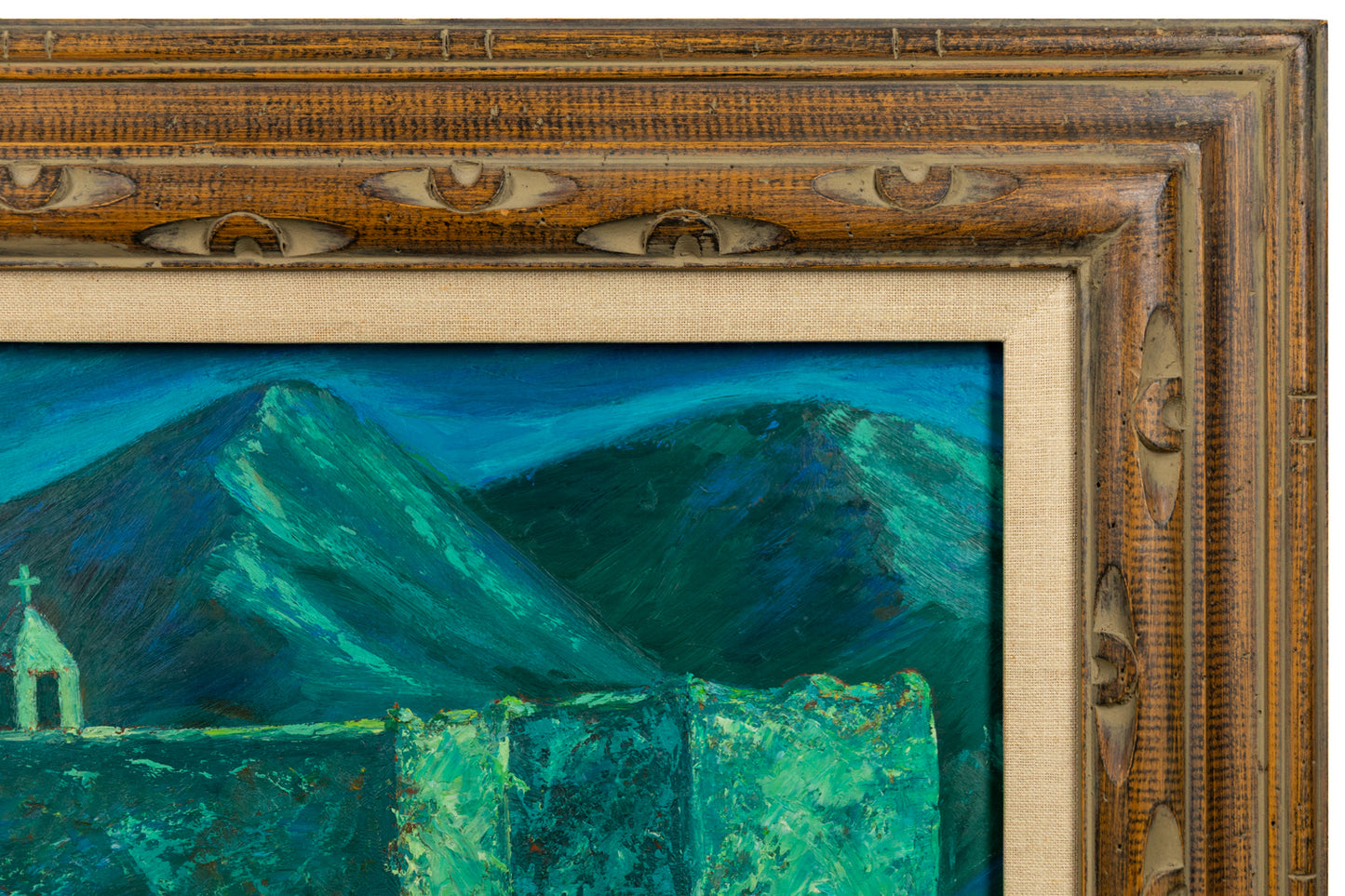 Moon Light (Adobe Church and Mountains), Painting, circa 1930-1950