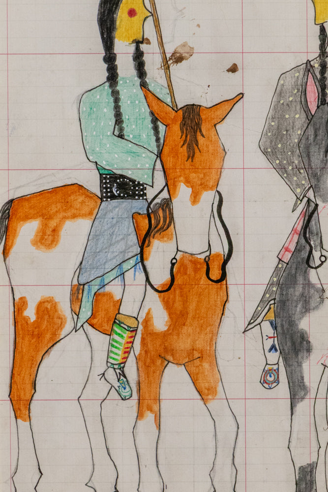 Untitled (Three Women on Horseback with Parasols), Drawing, dated 2026