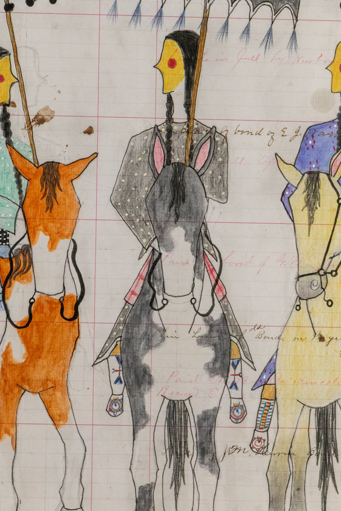 Untitled (Three Women on Horseback with Parasols), Drawing, dated 2026