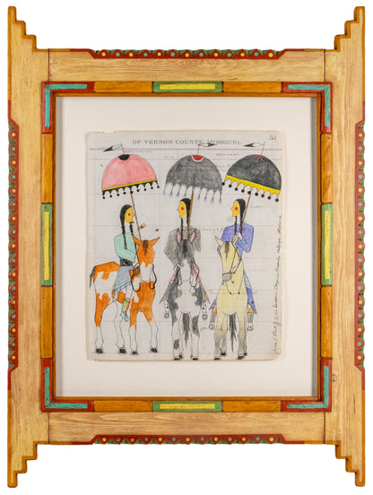 Untitled (Three Women on Horseback with Parasols), Drawing, dated 2026