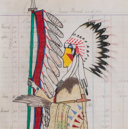 Untitled (Chief Figure with Feathers and Beaded Moccasins), Drawing, dated 2026