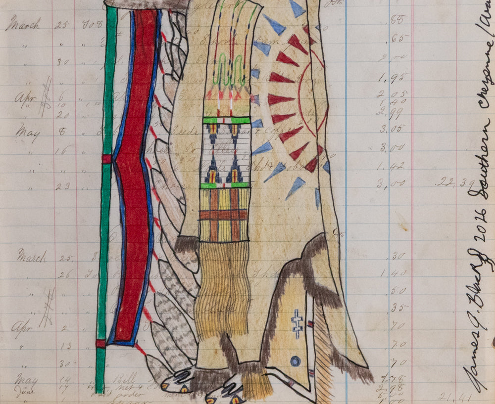 Untitled (Chief Figure with Feathers and Beaded Moccasins), Drawing, dated 2026