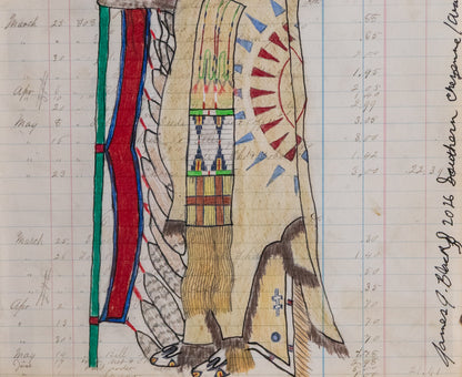 Untitled (Chief Figure with Feathers and Beaded Moccasins), Drawing, dated 2026