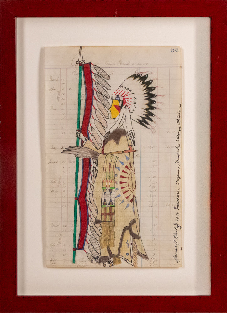 Untitled (Chief Figure with Feathers and Beaded Moccasins), Drawing, dated 2026