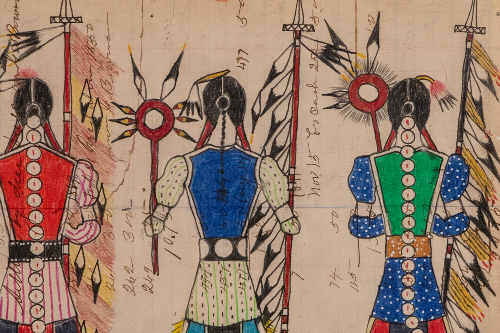 Untitled (Native American Figures with Spears), Drawing, dated 2026