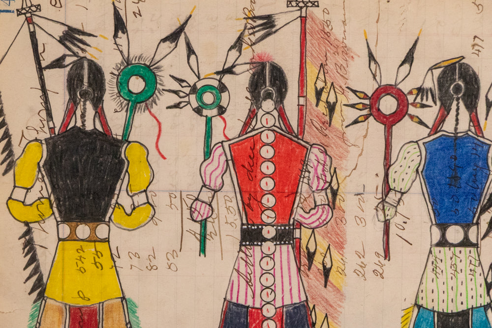 Untitled (Native American Figures with Spears), Drawing, dated 2026