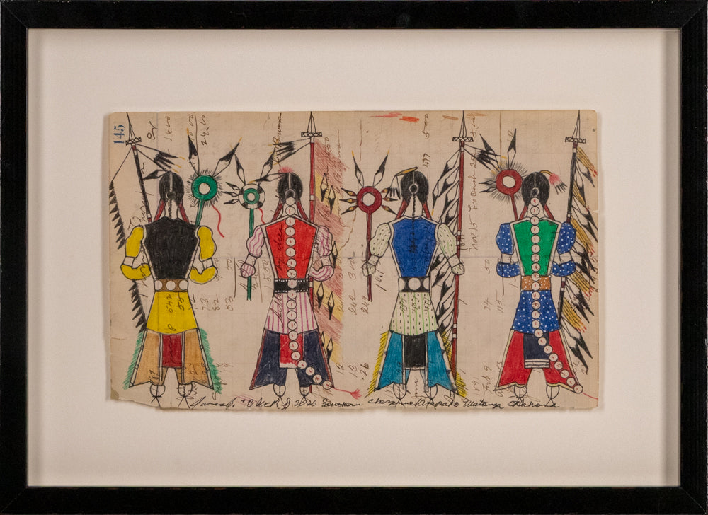 Untitled (Native American Figures with Spears), Drawing, dated 2026