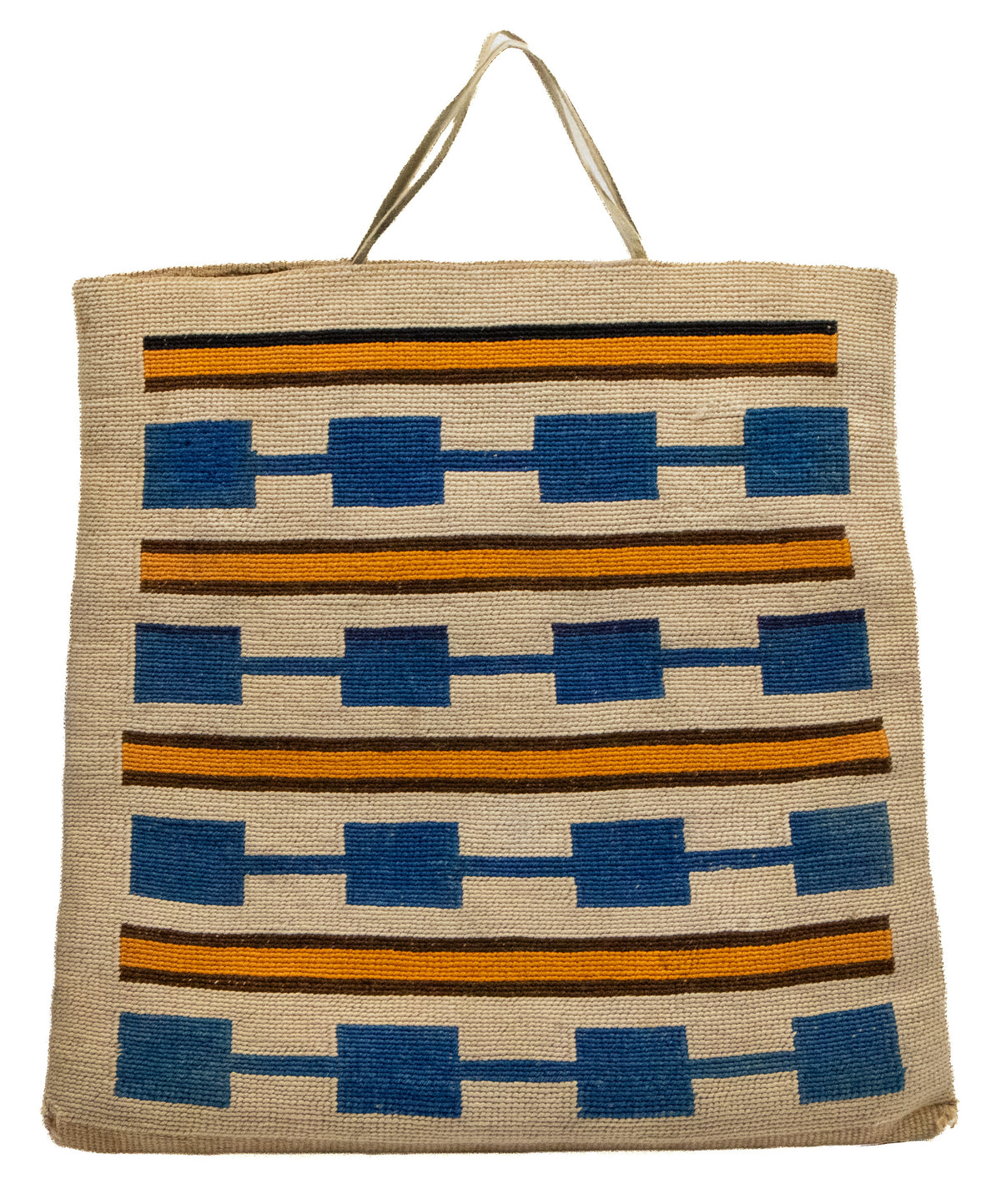 Plateau Cornhusk Bag with Blue and Orange, Plateau, circa 1900, cornhusk Cornhusk Bag