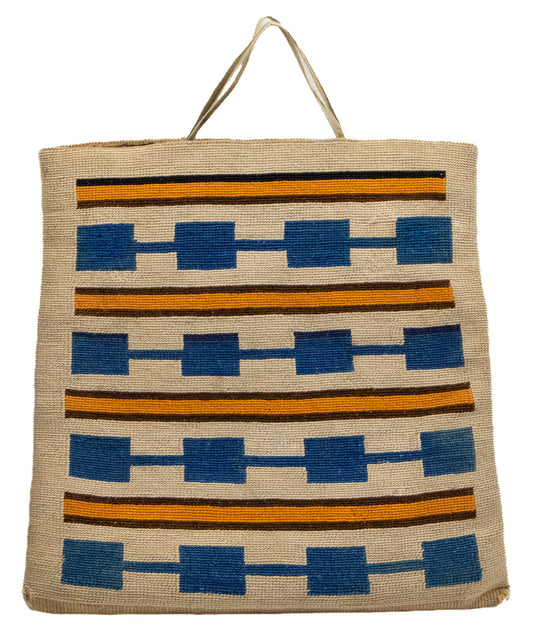 Plateau Cornhusk Bag with Blue and Orange, Plateau, circa 1900, cornhusk Cornhusk Bag