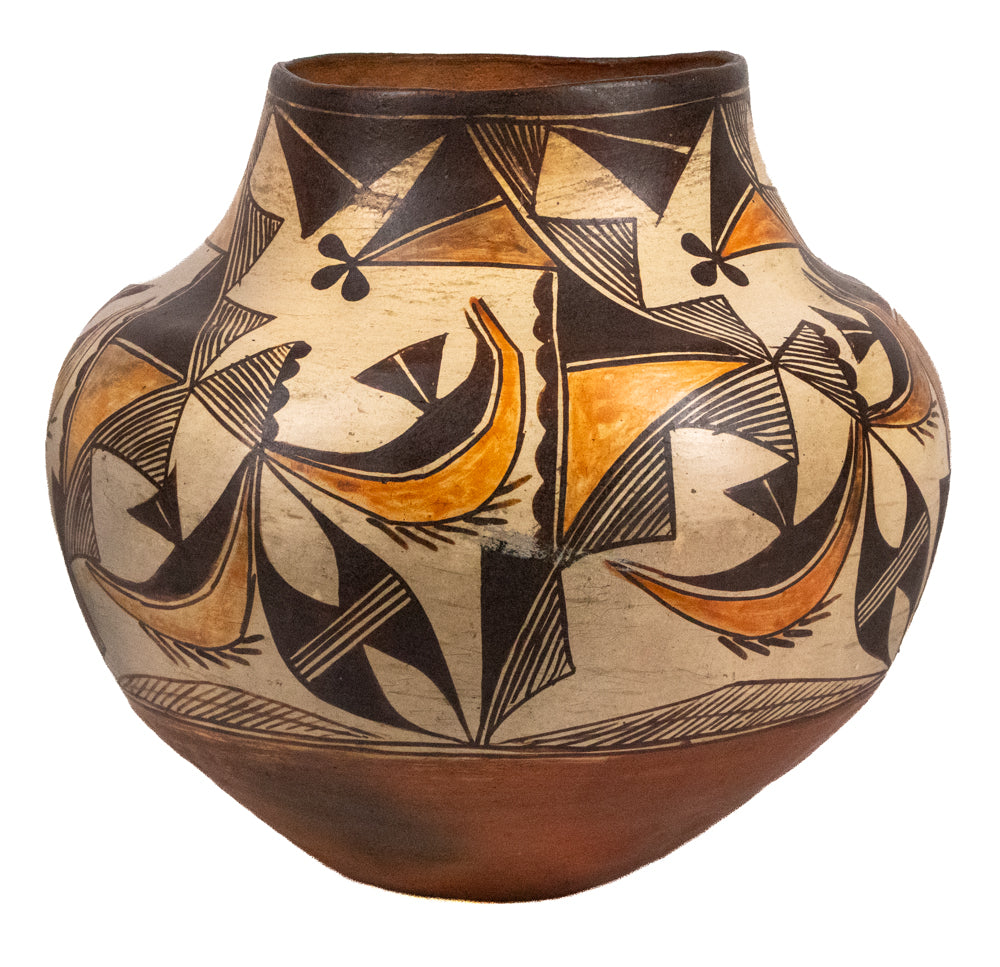 Pueblo Polychrome Olla, Acoma, circa 1890-1910, earthenware with slip glazes Olla
