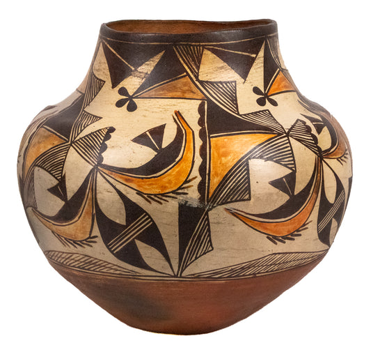 Pueblo Polychrome Olla, Acoma, circa 1890-1910, earthenware with slip glazes Olla