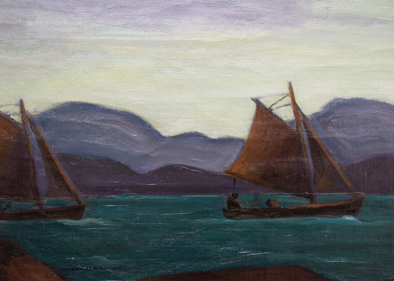 Waterways (Sailboats, Lysekil, Sweden), Painting, circa 1930