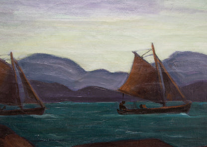 Waterways (Sailboats, Lysekil, Sweden), Painting, circa 1930