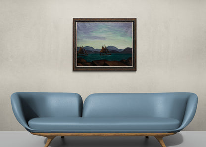Waterways (Sailboats, Lysekil, Sweden), Painting, circa 1930