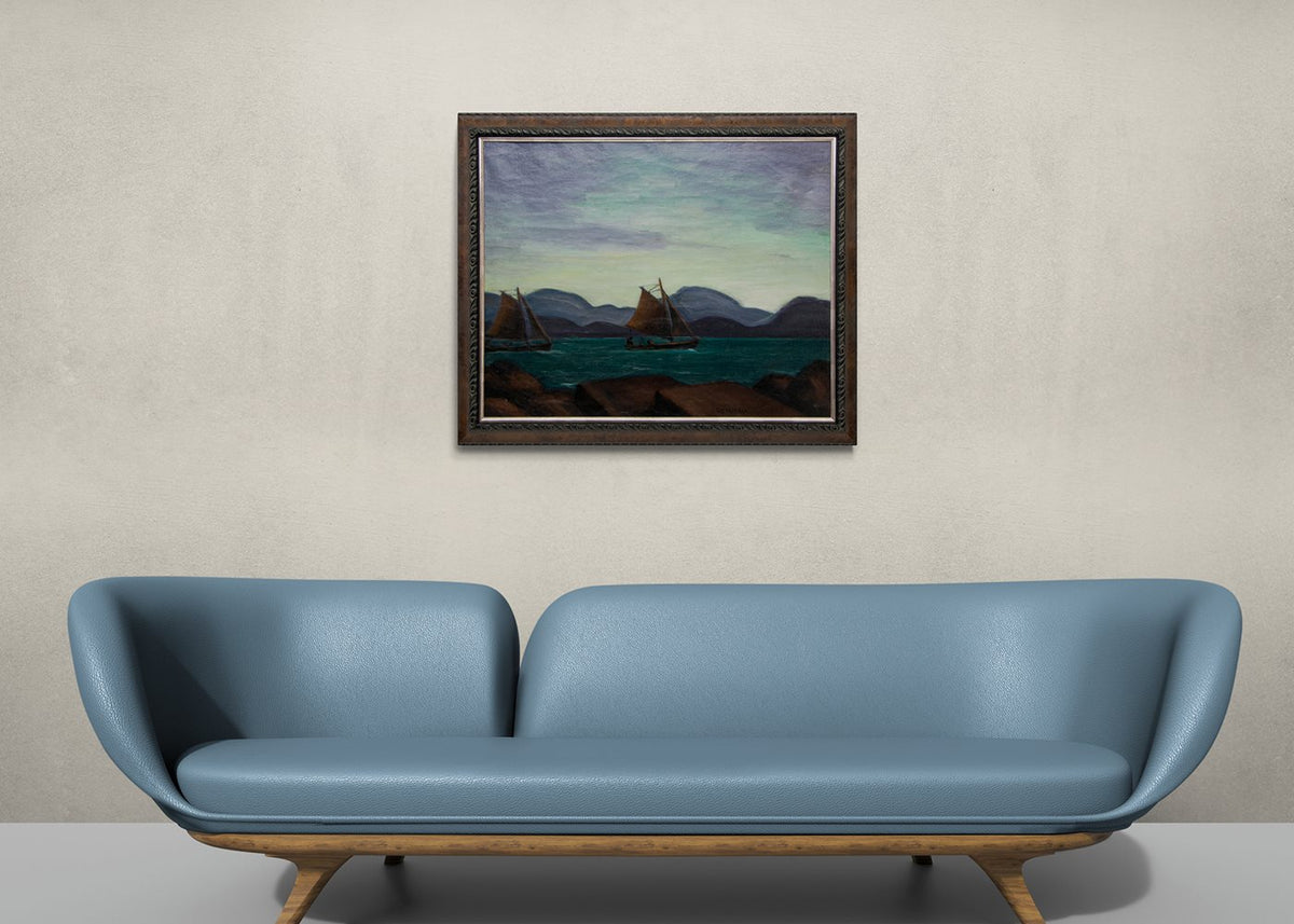 Waterways (Sailboats, Lysekil, Sweden), Painting, circa 1930