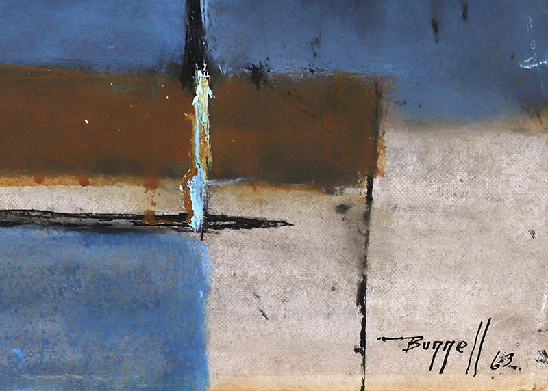 Untitled (Abstract in Blue, Brown, and Gray), Painting, dated 1963