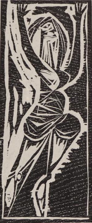 Edward Marecak, Incantation, woodcut, Woodblock, 1940, 1950, 1960, 1970, Print, modernist, midcentury, modern, abstract, Art, for sale, Denver, Colorado, gallery, purchase, vintage, black, white