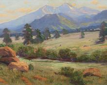 Charles Partridge Adams, "Untitled (Longs Peak from near Estes Park, Colorado)", oil, c. 1910