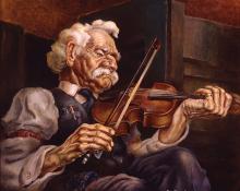 Eric James Bransby, "The Old Fiddler (Old Chris)", tempera, 1940, painting art gallery for sale purchase