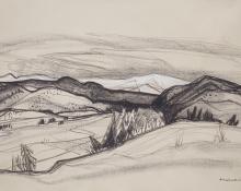 Doel Reed New mexico landscape artist national academy vintage 20th century oklahoma artist charcoal