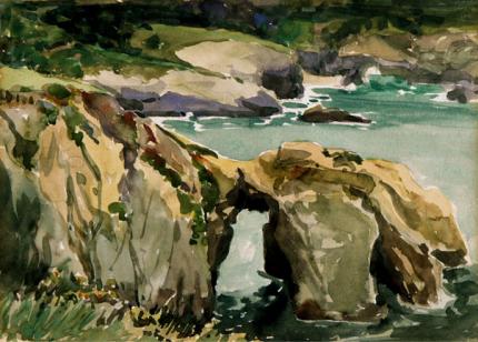 Jessie Arms Botke, "Untitled (Three Arches, Laguna Beach, California)", watercolor on paper, c. 1940 painting for sale