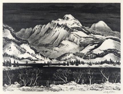 Adolf Arthur Dehn, "Snow Mountain", lithograph, c. 1963