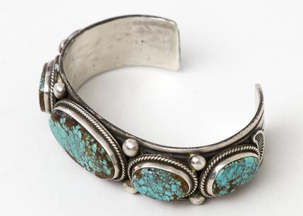 Vintage Old Pawn Navajo cuff bracelet silver turquoise jewelry 19th century Native American Indian antique vintage art for sale purchase auction consign denver colorado art gallery museum