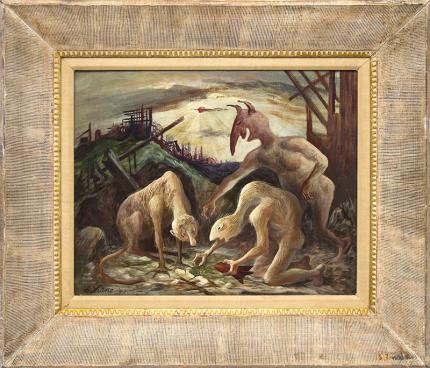 Fred Shane, "Twilight of History", oil, 1947 frederick emanuel painting fine art for sale purchase buy sell auction consign denver colorado art gallery museum              