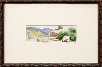 Maude Leach, "Untitled (Mountain Landscape with Creek)", watercolor