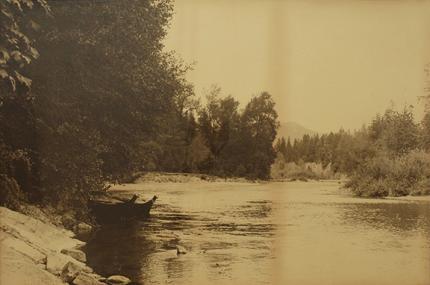 Indiscernible Artists name/not signed, "Nootka canoes by the Riverside", photograph, c. 1910