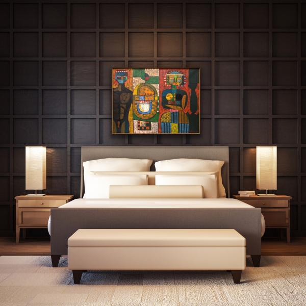 edward marecak, bedroom design, vintage painting, 