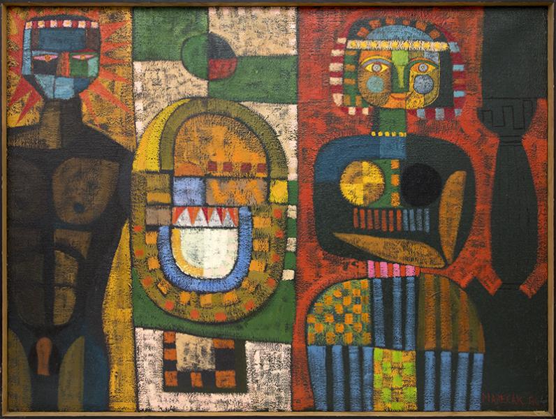Edward Marecak, The Return Of Ulysses, oil painting, 1960, vintage art, fine art for sale, midcentury modern, purchase buy sell auction consign denver colorado art gallery museum, mythology, abstract, modernist, cubist  