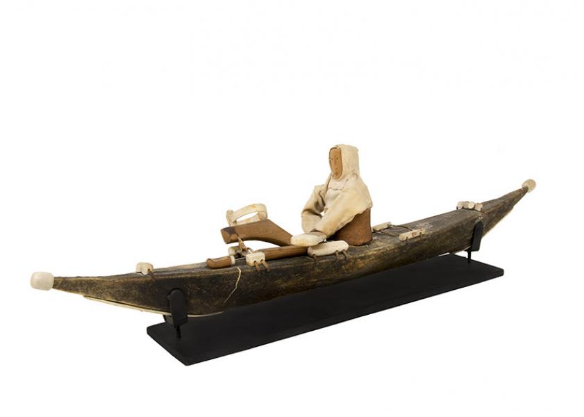 miniature kayak, inuit, eskimo, circa 1920, alaska, native american, model canoe, implement, early 20th century